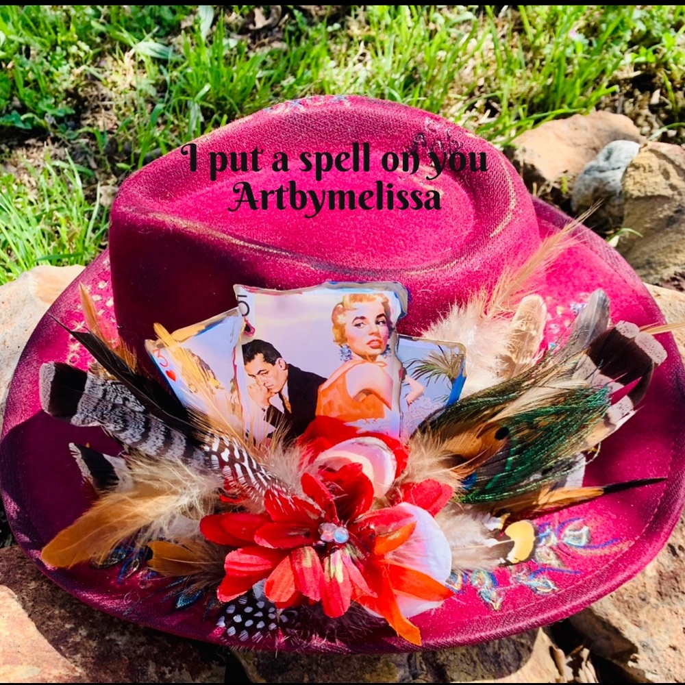 Hand Burned Custom Maroon Cowgirl Hat